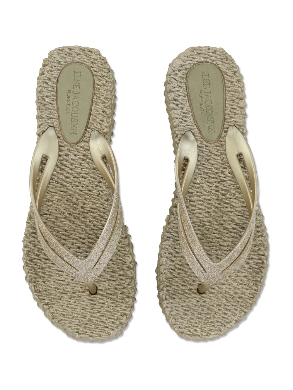 Ilse Jacobsen Cheerful 13 Metallic Gold Braided Flip Flop Sandals. New no tags